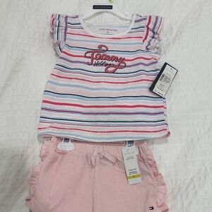 Tommy Hilfiger Multicolor Striped Top with Pink Shorts
